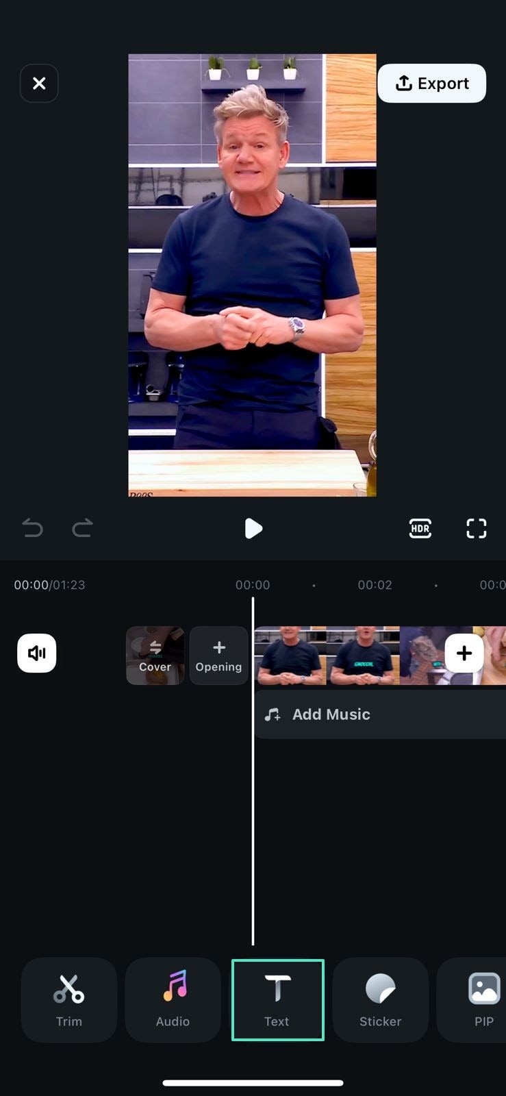 tap the text tab