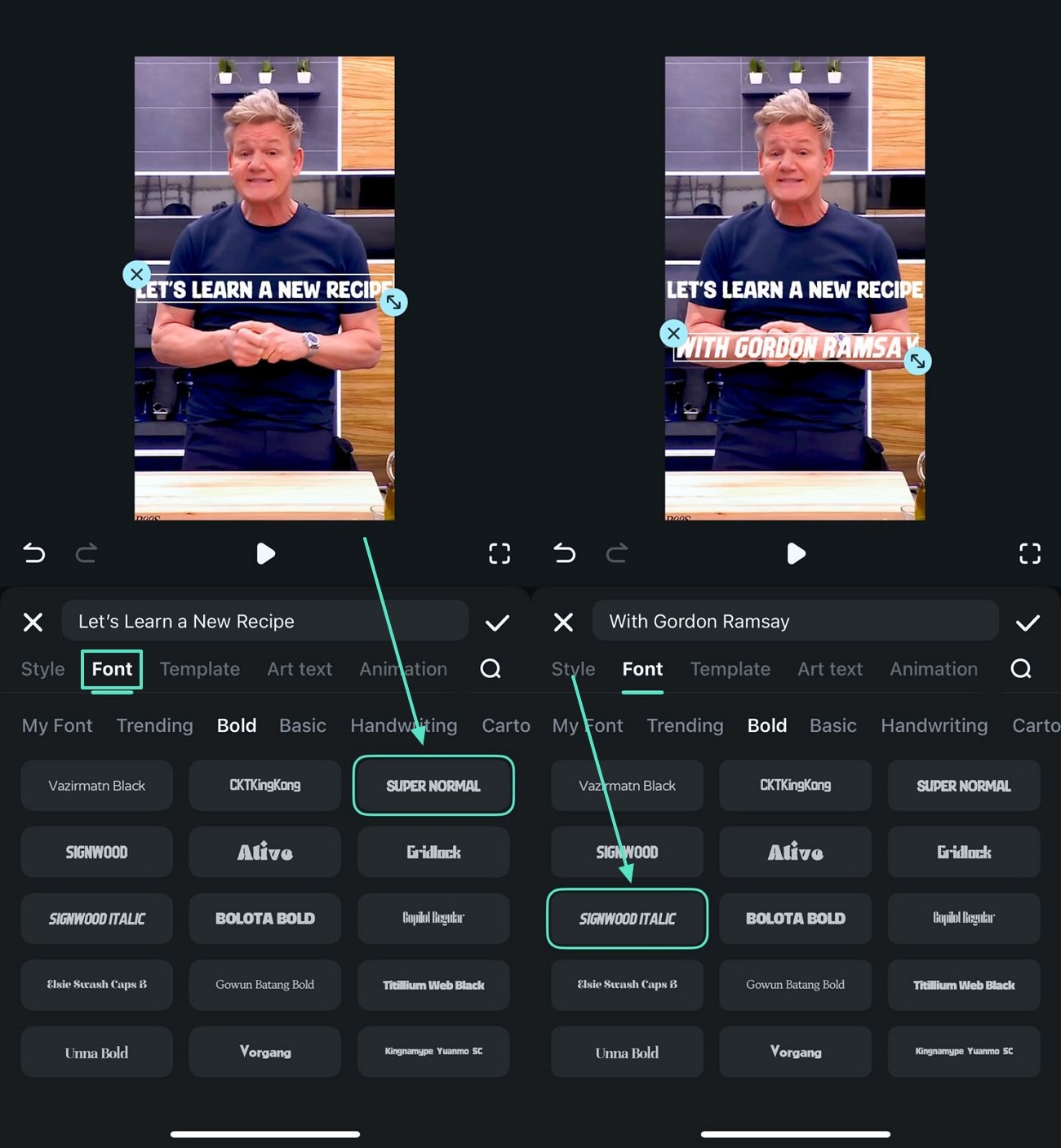 select the font styles app