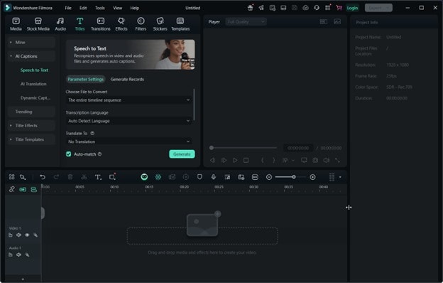 filmora speech to text