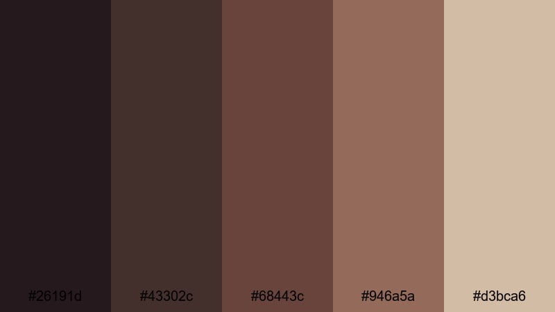 forest bark twilight purple brown color palette with hex codes