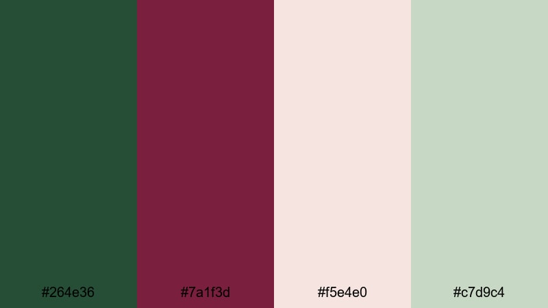 forest cabernet harmony green burgundy color palette with hex codes