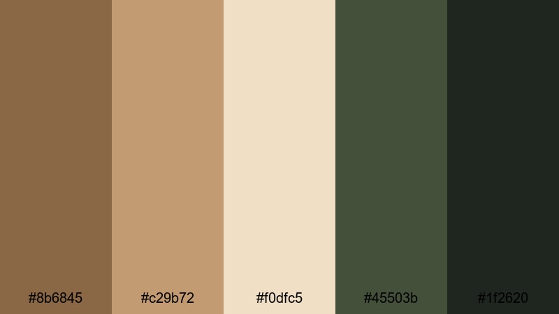 forest cabin porch dark tan color palette with hex codes