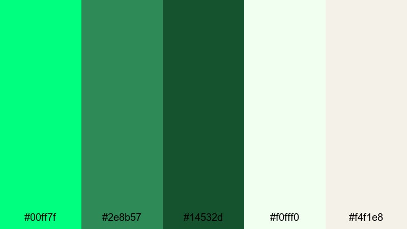 forest canopy breeze spring green color palette with hex codes