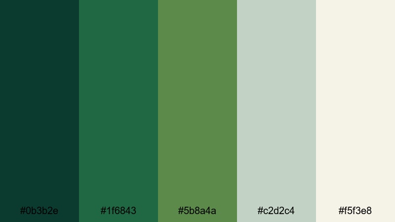 forest canopy hush nature color palette with hex codes