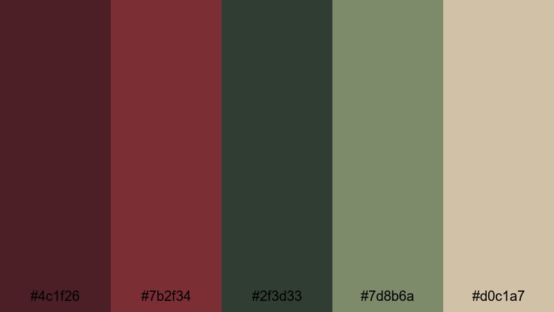 forest cellar mood brown burgundy color palette with hex codes