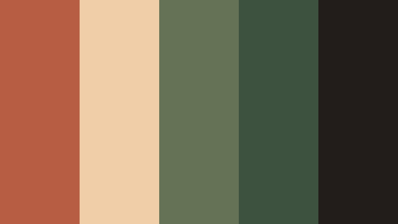 forest ember campfire soft rust color palette with hex codes