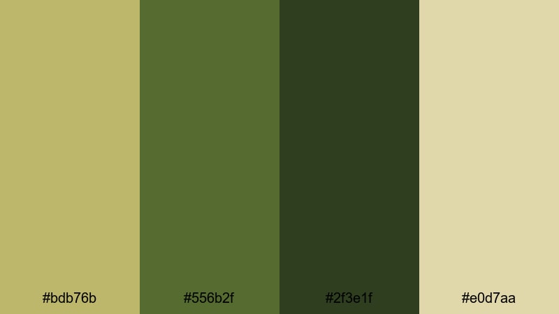 forest fern underglow dark khaki color palette with hex codes