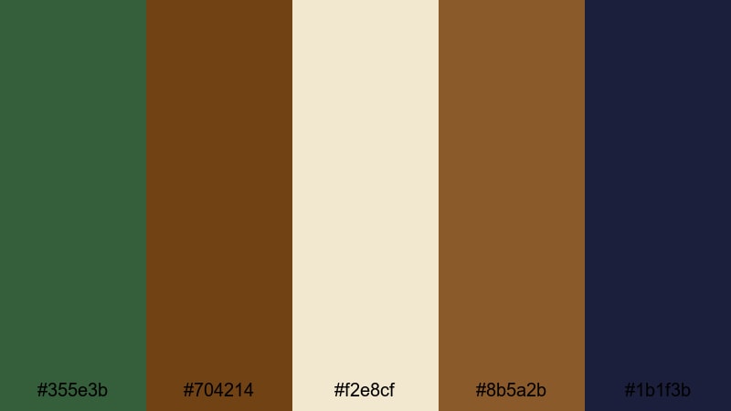 forest library classic hunter green color palette with hex codes