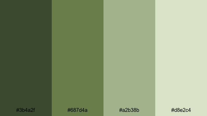 forest patrol calm army color palette with hex codes