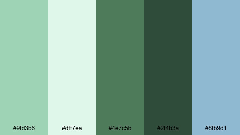 forest stream celadon celadon color palette with hex codes