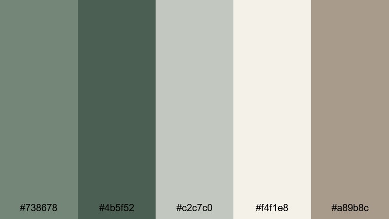 forest studio serenity xanadu color palette with hex codes