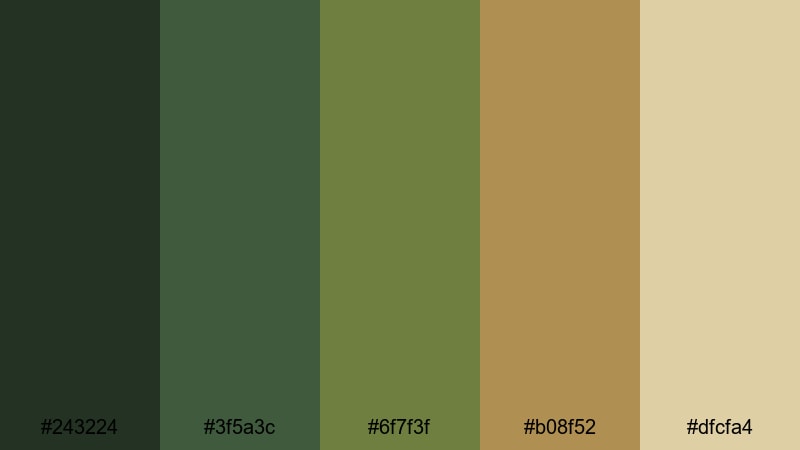 forest trail adventure autumn color palette with hex codes