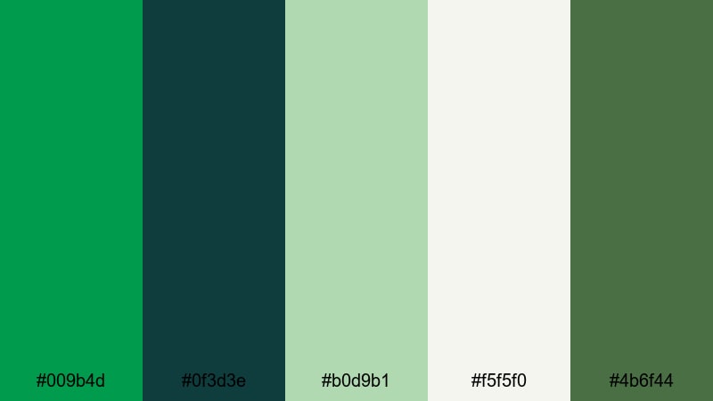 forest trail awakening shamrock green color palette with hex codes
