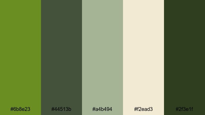 forest trail explorer olive drab color palette with hex codes