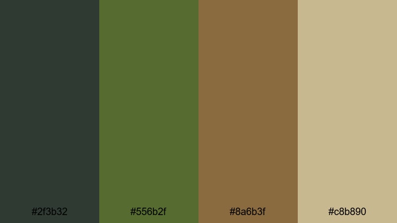forest trail moss brown green color palette with hex codes