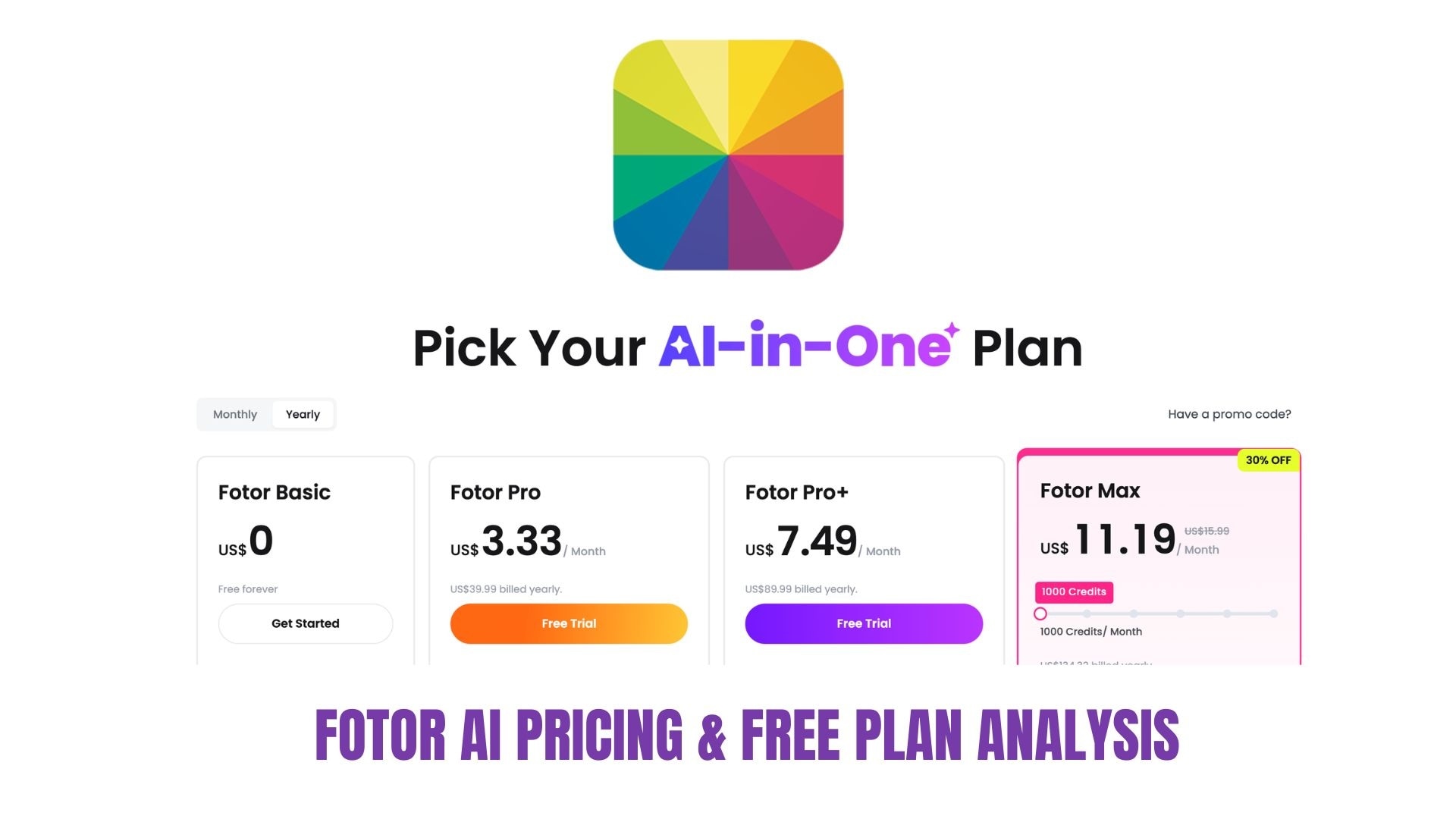 fotor ai pricing