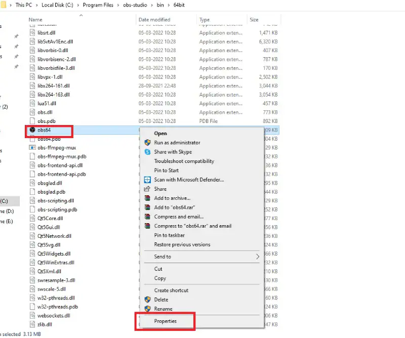 cari file aplikasi obs studio