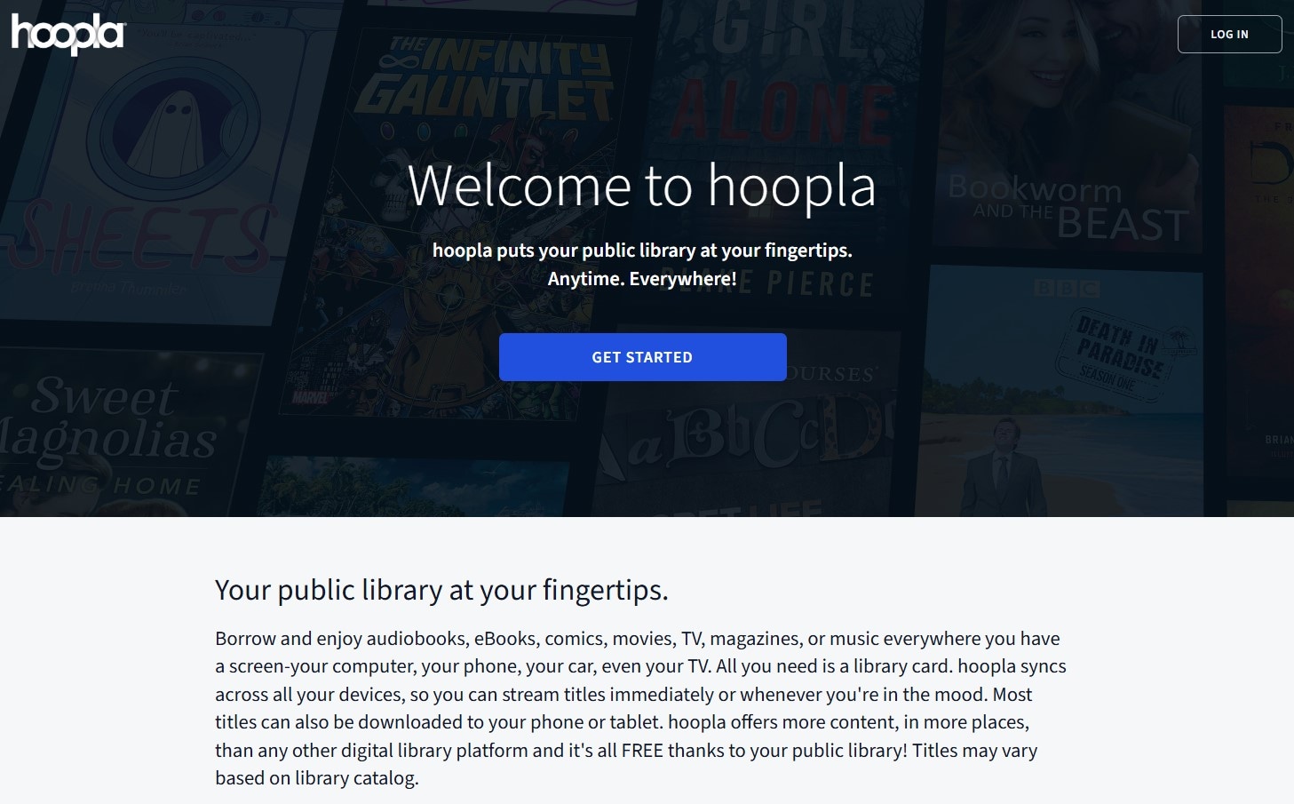 hoopla homepage