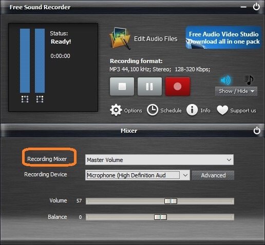 Registrare l'audio di Discord utilizzando Free Sound Recorder