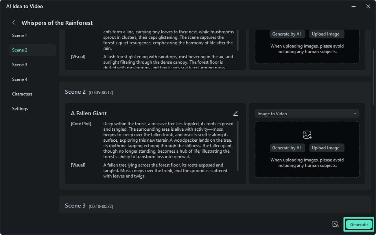 review generated scene