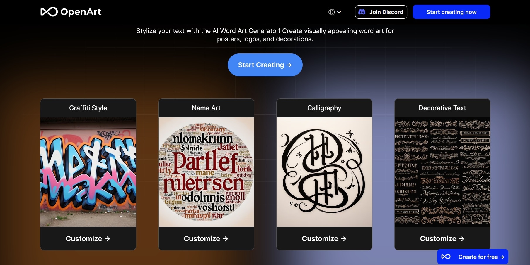 openart ai free word art generator