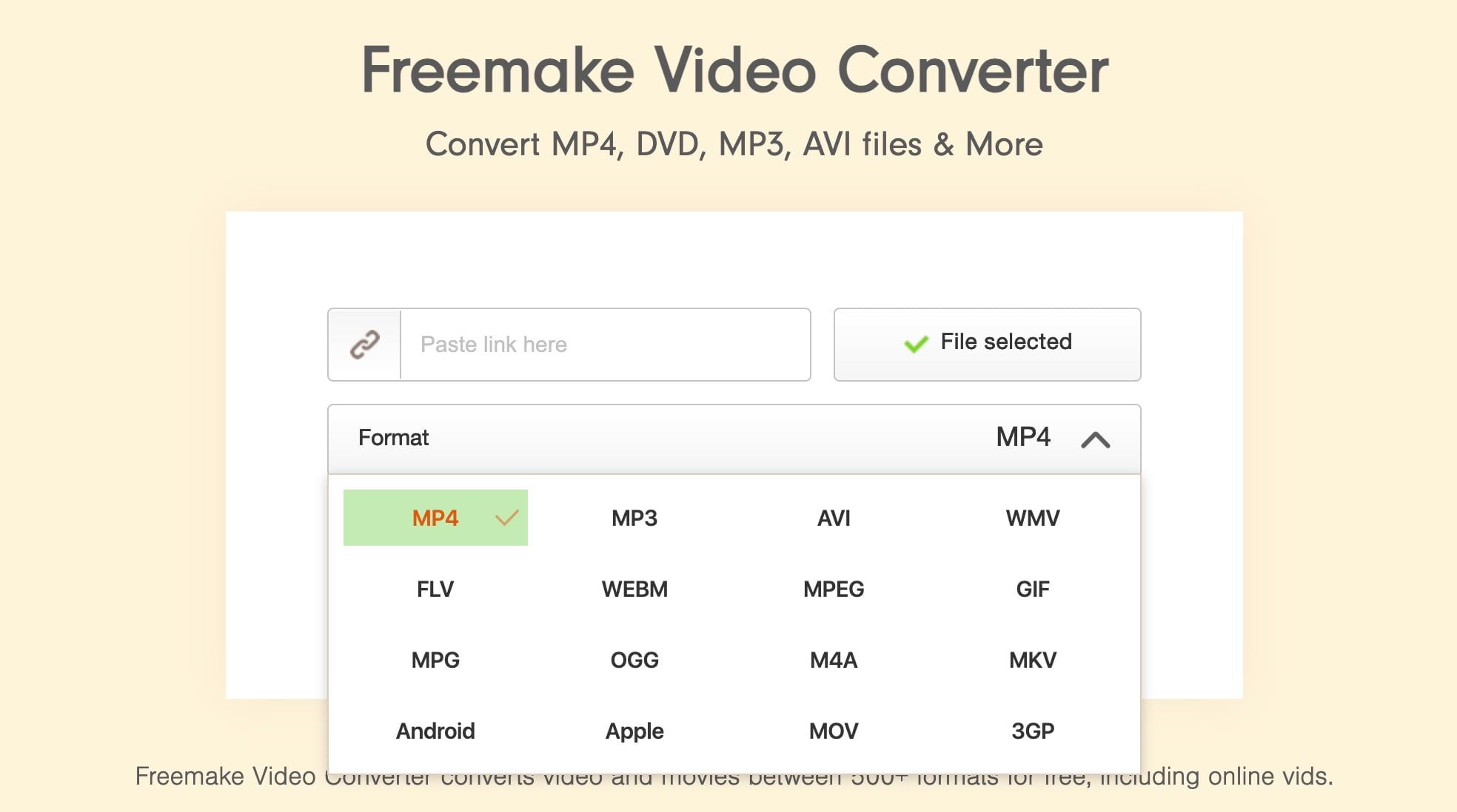select format file to convert