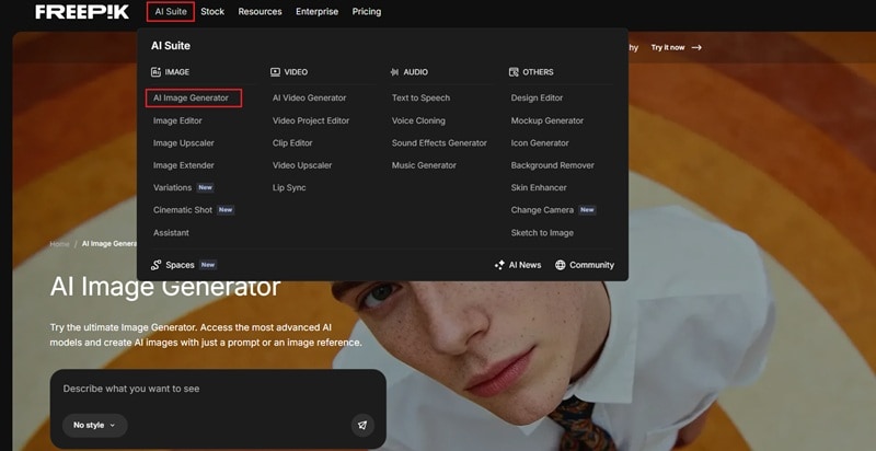 how to access freepik ai image
