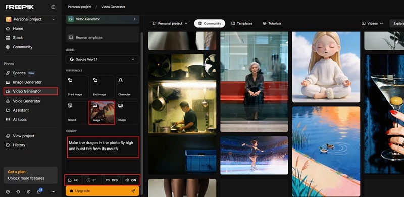 using freepik ai image to video