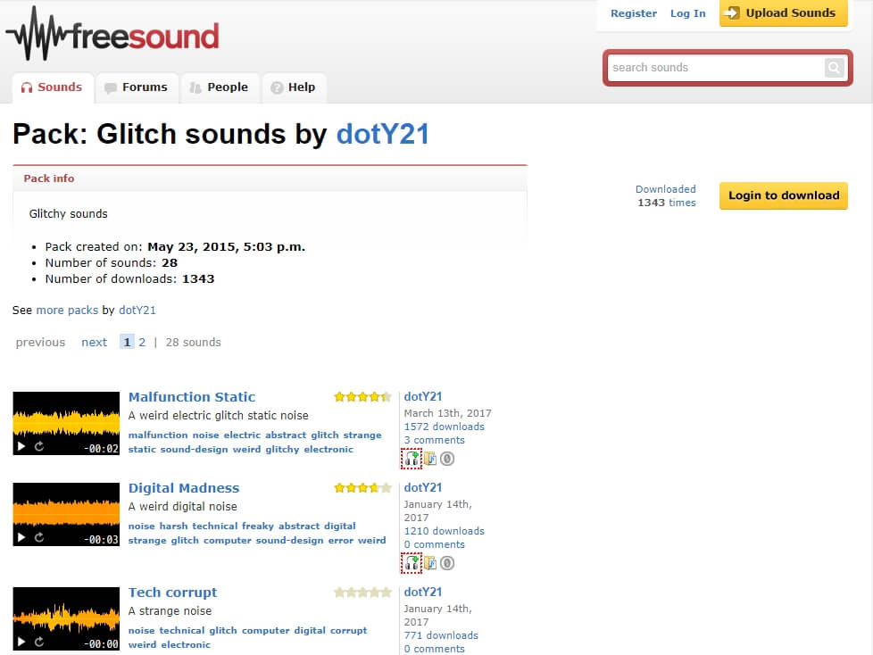 Freesound online glitch sound effect download