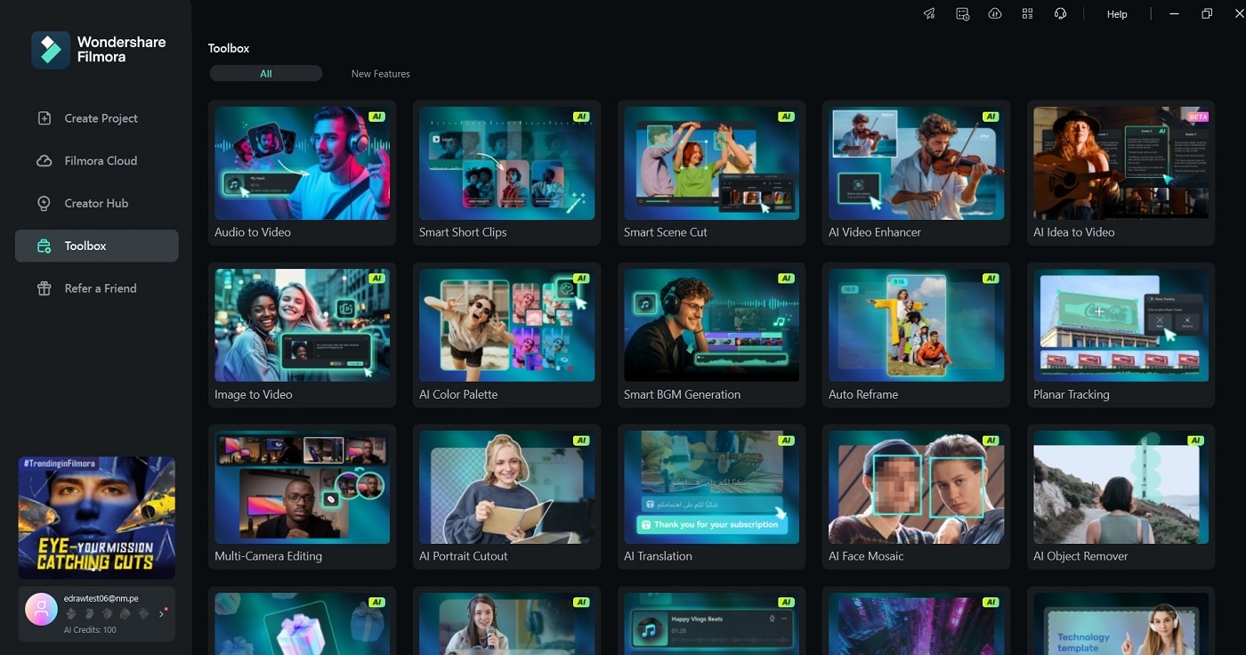 filmora toolbox interface