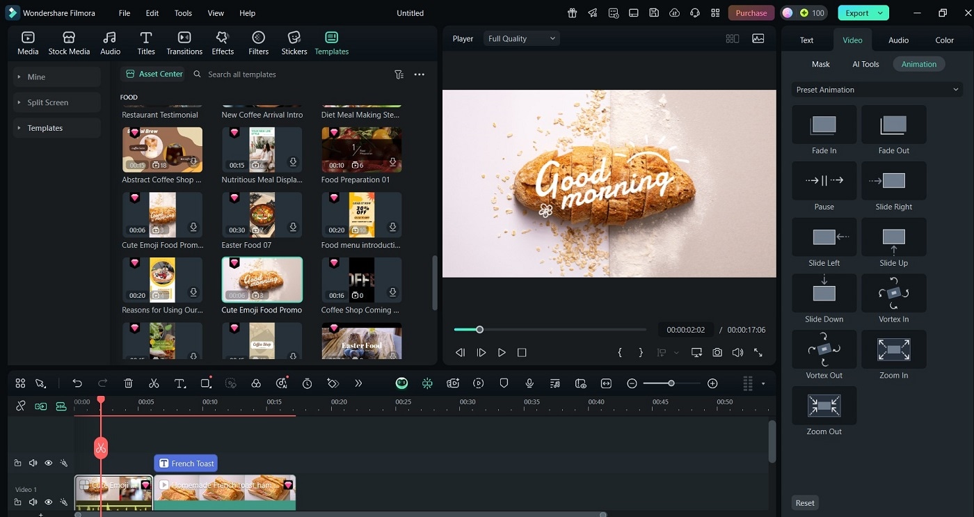 templates menu