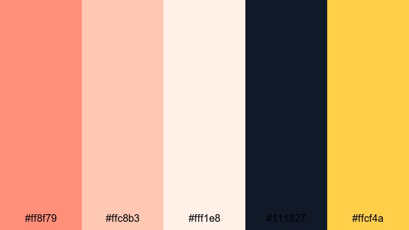 fresh brand intro peach coral color palette with hex codes
