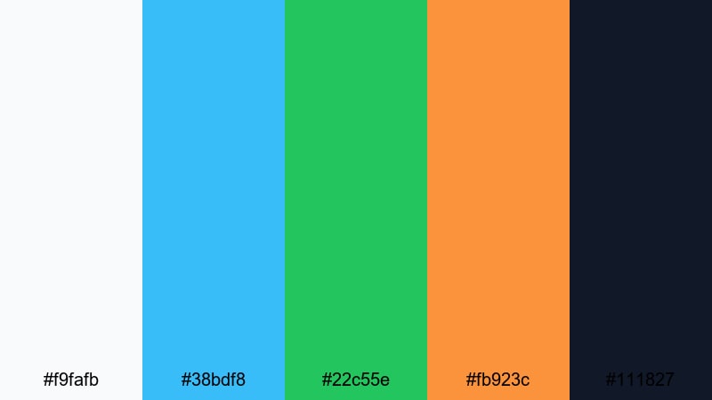 fresh brand snapshot green blue orange color palette with hex codes