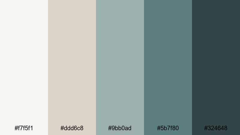 fresh brewed teal morning teal gray color palette with hex codes