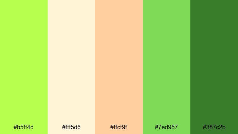 fresh market morning lime green color palette with hex codes