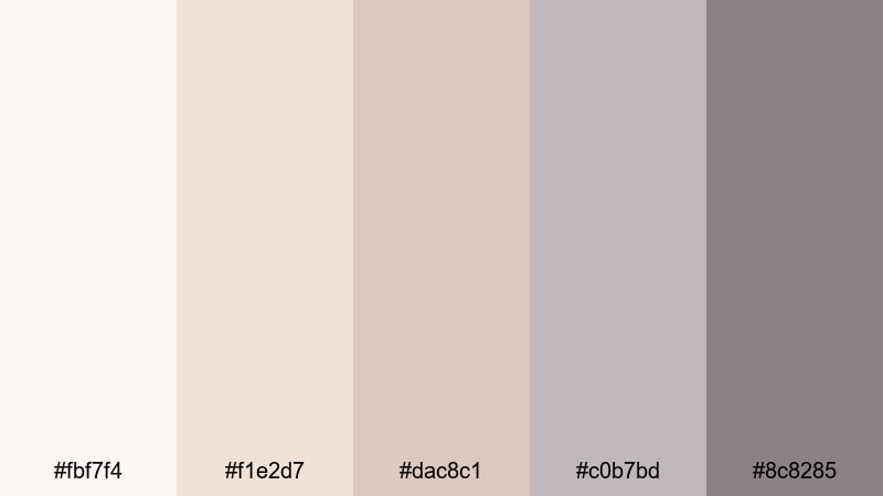 frosted champagne glow platinum color palette with hex codes