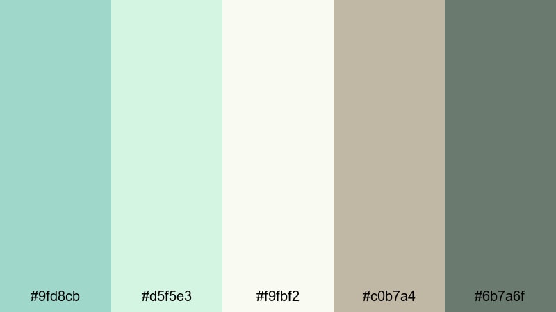 frosted eucalyptus glow mint color palette with hex codes