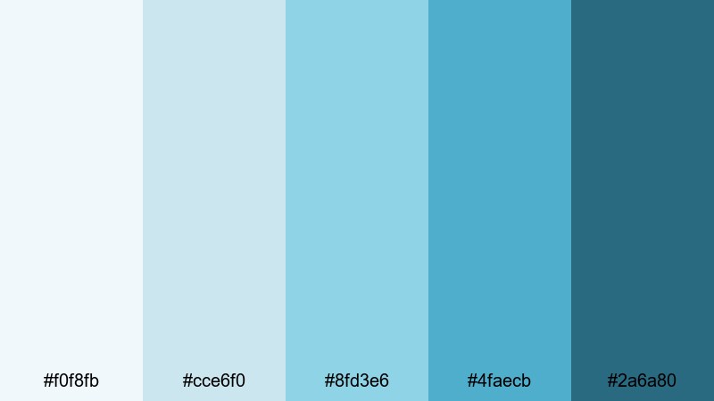 frosted glacier whisper blue cyan color palette with hex codes