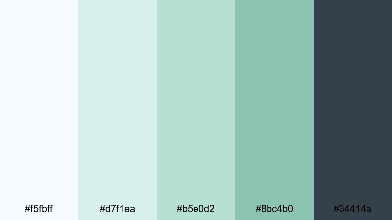 frosted glass mint light green color palette with hex codes