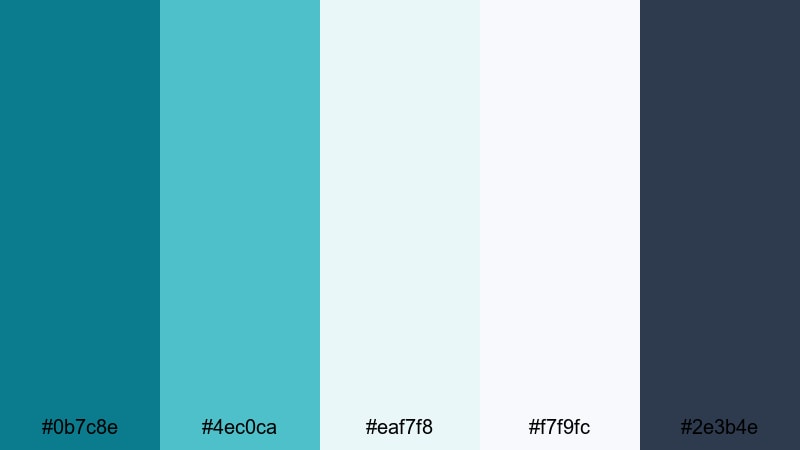 frosted interface lines teal blue color palette with hex codes
