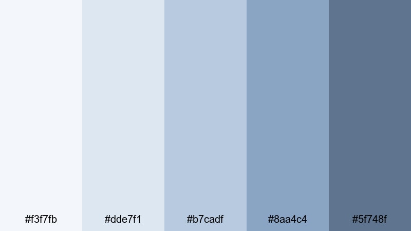frosted morning mist silver blue color palette with hex codes