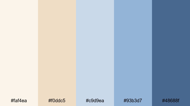 frosted porcelain glow blue cream color palette with hex codes
