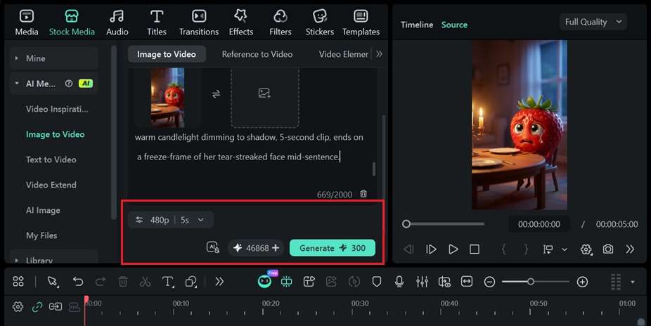 adjust video settings and generate
