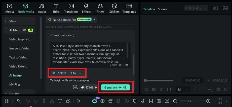 adjust settings and generate image