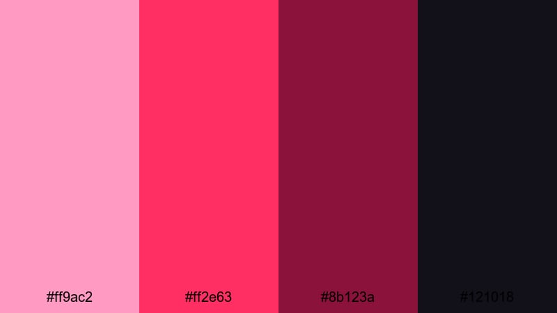 fuchsia noir pulse pink maroon color palette with hex codes