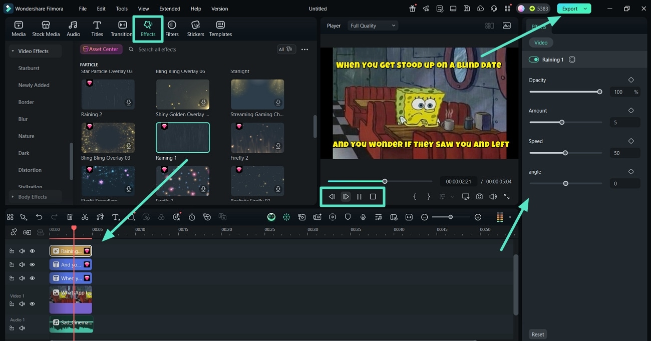 apply effects and export video