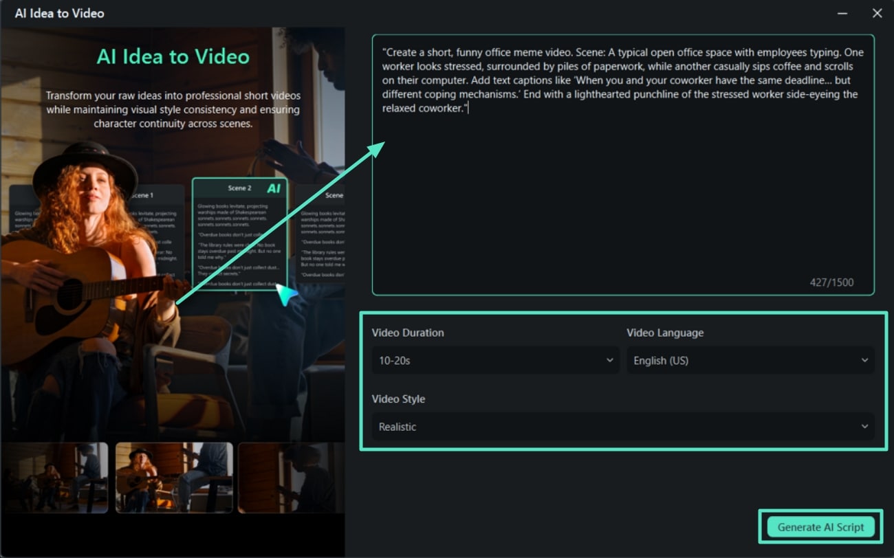 generate ai idea to video