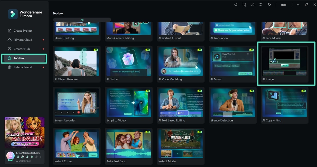 access filmora ai image tool