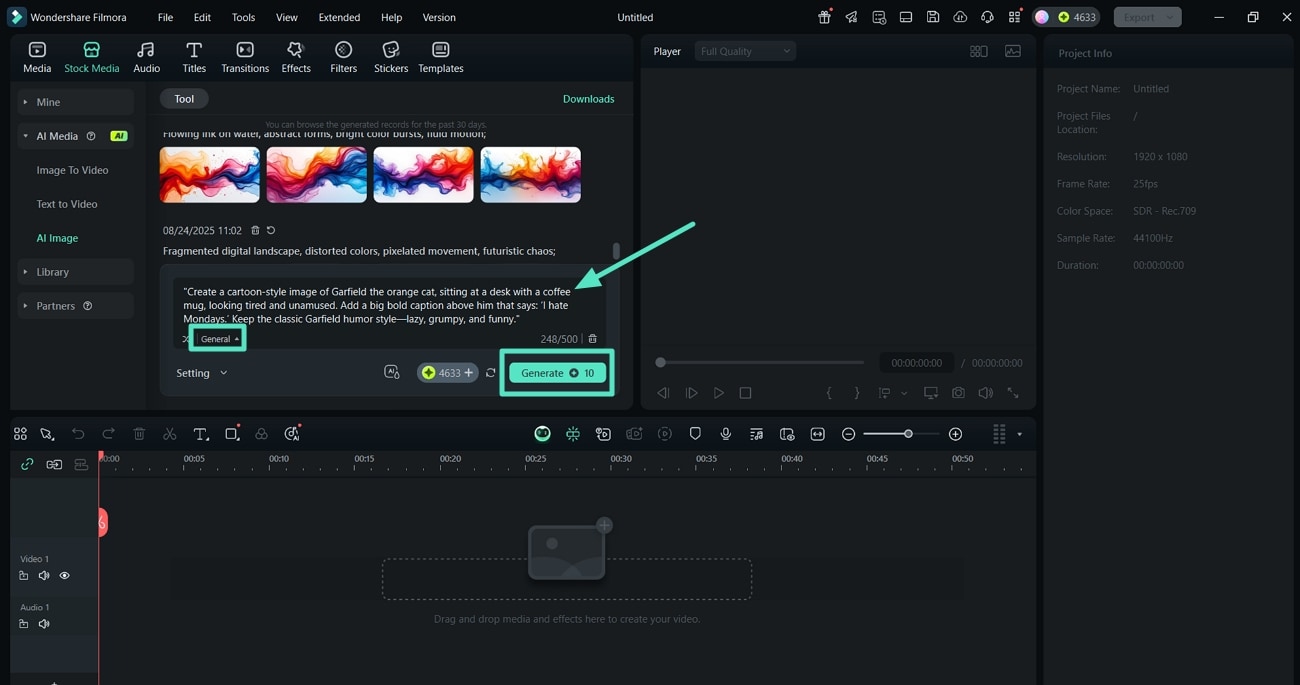 add prompt and hit generate