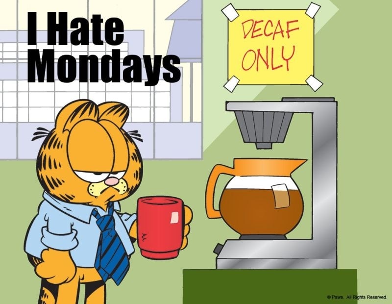 garfield hatred for mondays